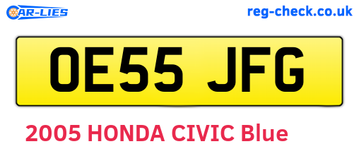 OE55JFG are the vehicle registration plates.