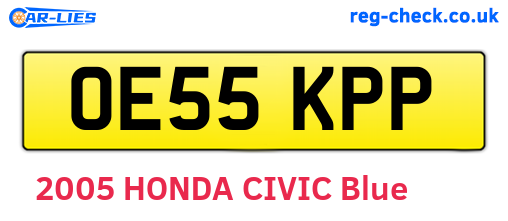 OE55KPP are the vehicle registration plates.