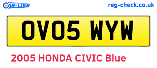 OV05WYW are the vehicle registration plates.