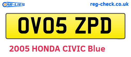OV05ZPD are the vehicle registration plates.