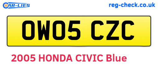 OW05CZC are the vehicle registration plates.