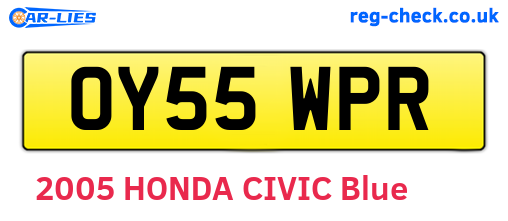 OY55WPR are the vehicle registration plates.