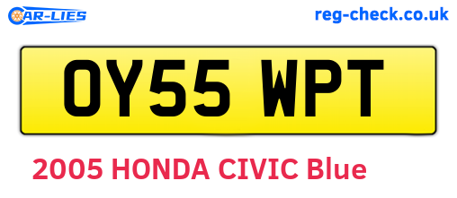 OY55WPT are the vehicle registration plates.