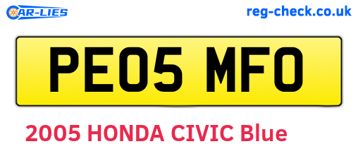 PE05MFO are the vehicle registration plates.