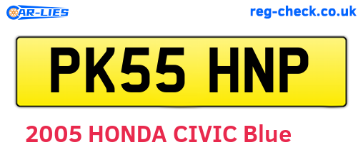 PK55HNP are the vehicle registration plates.