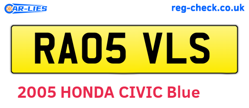 RA05VLS are the vehicle registration plates.