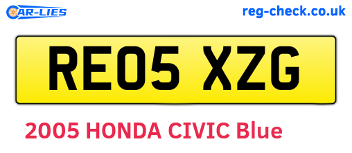 RE05XZG are the vehicle registration plates.