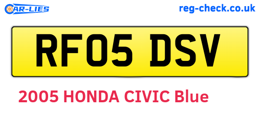 RF05DSV are the vehicle registration plates.