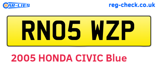 RN05WZP are the vehicle registration plates.