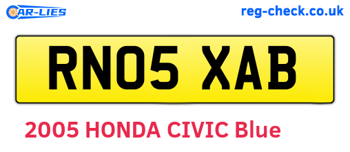 RN05XAB are the vehicle registration plates.