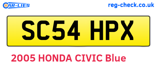 SC54HPX are the vehicle registration plates.
