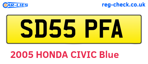 SD55PFA are the vehicle registration plates.