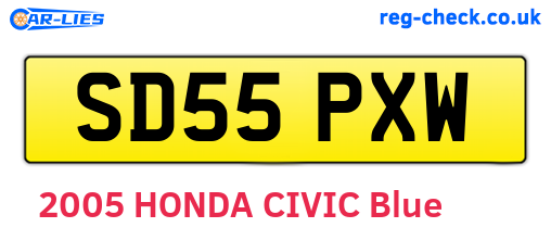 SD55PXW are the vehicle registration plates.
