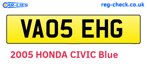 VA05EHG are the vehicle registration plates.