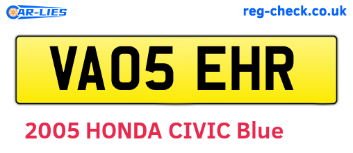 VA05EHR are the vehicle registration plates.