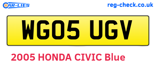 WG05UGV are the vehicle registration plates.