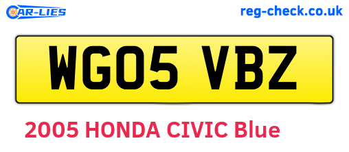 WG05VBZ are the vehicle registration plates.