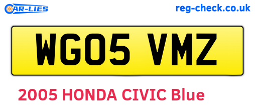 WG05VMZ are the vehicle registration plates.