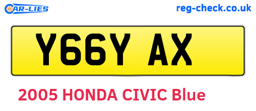 Y66YAX are the vehicle registration plates.