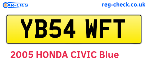 YB54WFT are the vehicle registration plates.