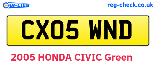 CX05WND are the vehicle registration plates.