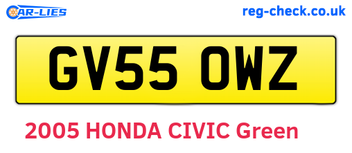 GV55OWZ are the vehicle registration plates.