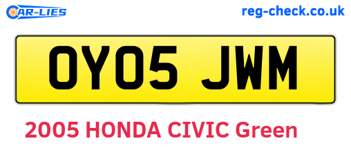 OY05JWM are the vehicle registration plates.