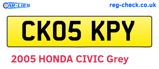 CK05KPY are the vehicle registration plates.