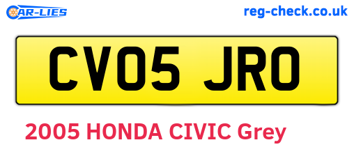CV05JRO are the vehicle registration plates.