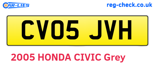 CV05JVH are the vehicle registration plates.