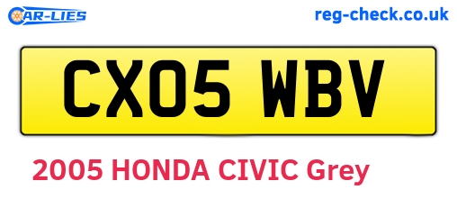 CX05WBV are the vehicle registration plates.