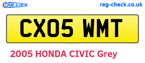 CX05WMT are the vehicle registration plates.