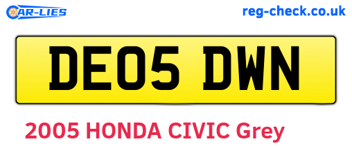 DE05DWN are the vehicle registration plates.