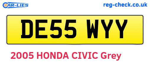 DE55WYY are the vehicle registration plates.