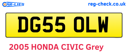DG55OLW are the vehicle registration plates.