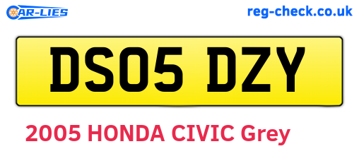 DS05DZY are the vehicle registration plates.
