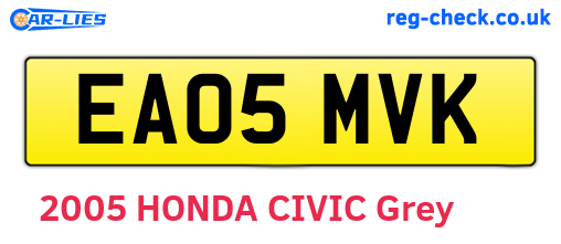 EA05MVK are the vehicle registration plates.