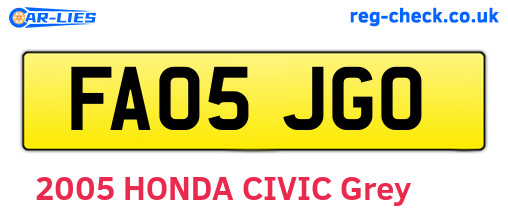 FA05JGO are the vehicle registration plates.