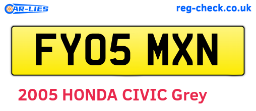 FY05MXN are the vehicle registration plates.