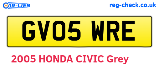 GV05WRE are the vehicle registration plates.