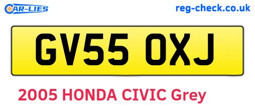 GV55OXJ are the vehicle registration plates.