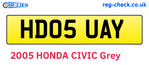 HD05UAY are the vehicle registration plates.