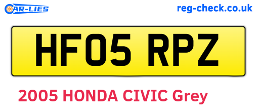 HF05RPZ are the vehicle registration plates.