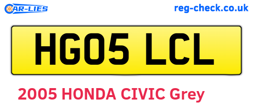 HG05LCL are the vehicle registration plates.