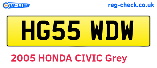 HG55WDW are the vehicle registration plates.