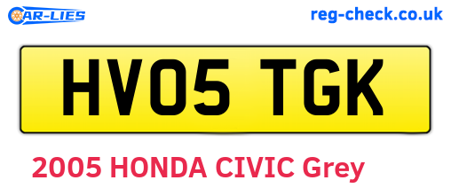 HV05TGK are the vehicle registration plates.