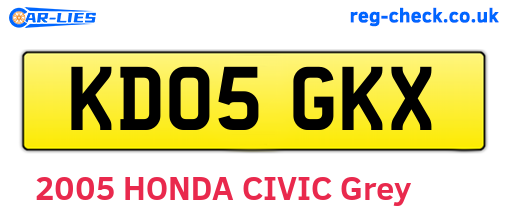 KD05GKX are the vehicle registration plates.