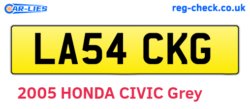 LA54CKG are the vehicle registration plates.