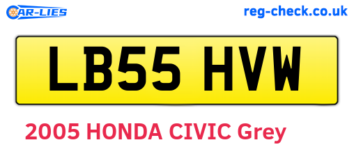 LB55HVW are the vehicle registration plates.