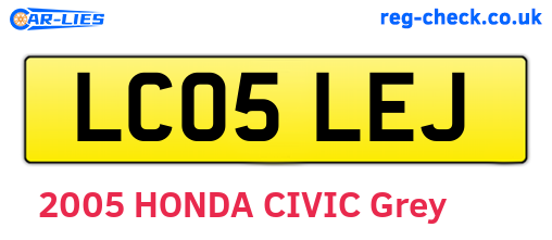 LC05LEJ are the vehicle registration plates.